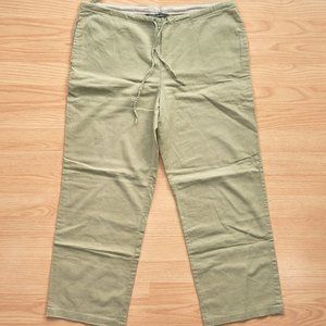 Gudrun Sjoden Women's Linen Cotton Khaki Relaxed Pants, Size S